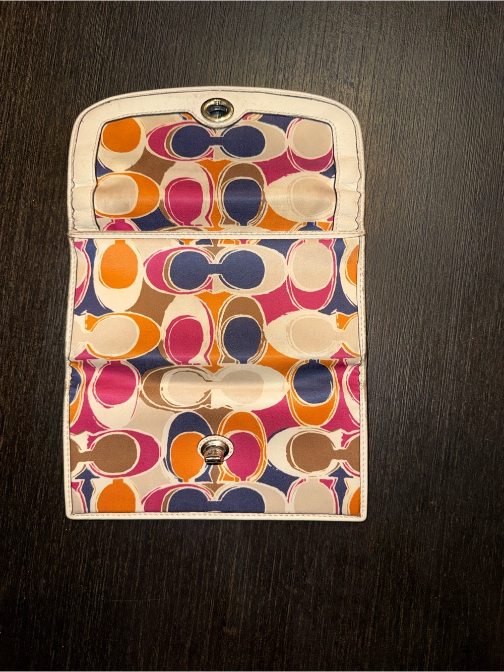 Coach Signature Print Wallet Multicolor Turnlock Long Wallet Y2K Retro - Picture 3 of 6